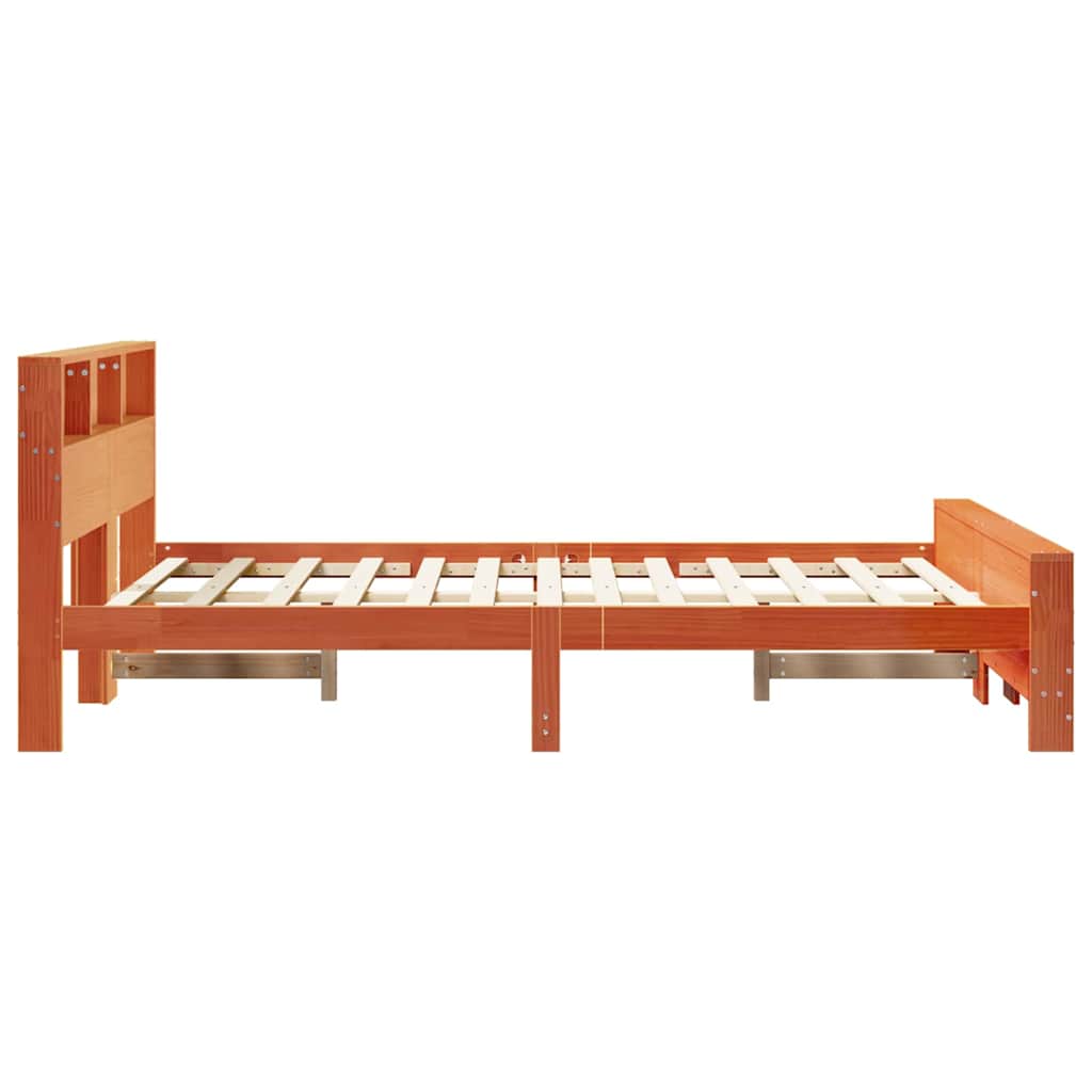 vidaXL Bed Frame with Headboard Wax Brown 140 x 190 cm Engineered Wood