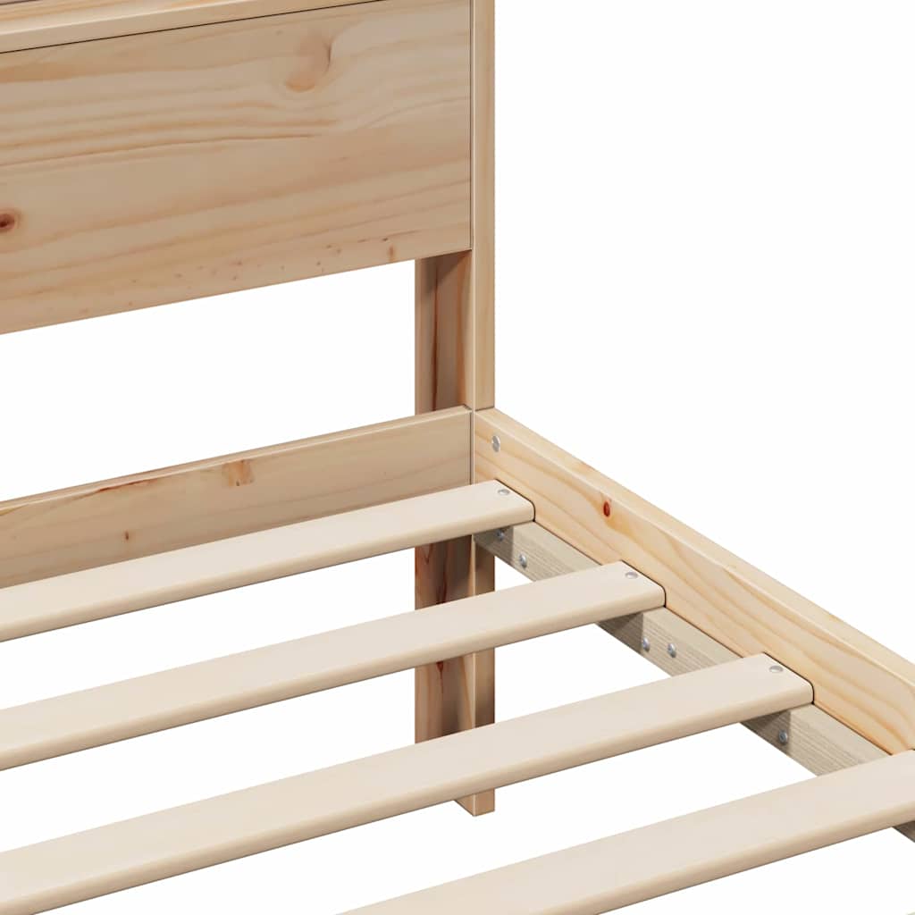 vidaXL Bed Frame with Headboard Brown 135 x 190 cm Engineered Wood