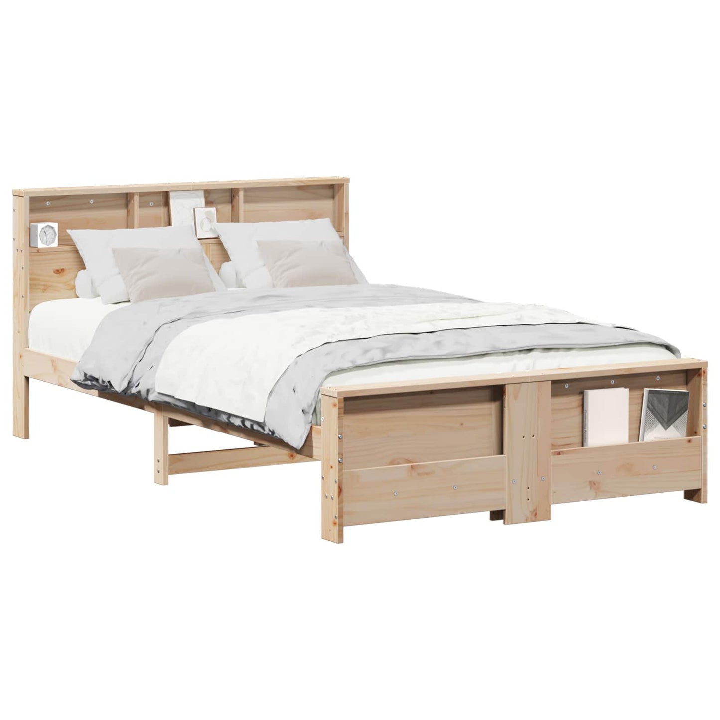 vidaXL Bed Frame with Headboard Brown 135 x 190 cm Engineered Wood