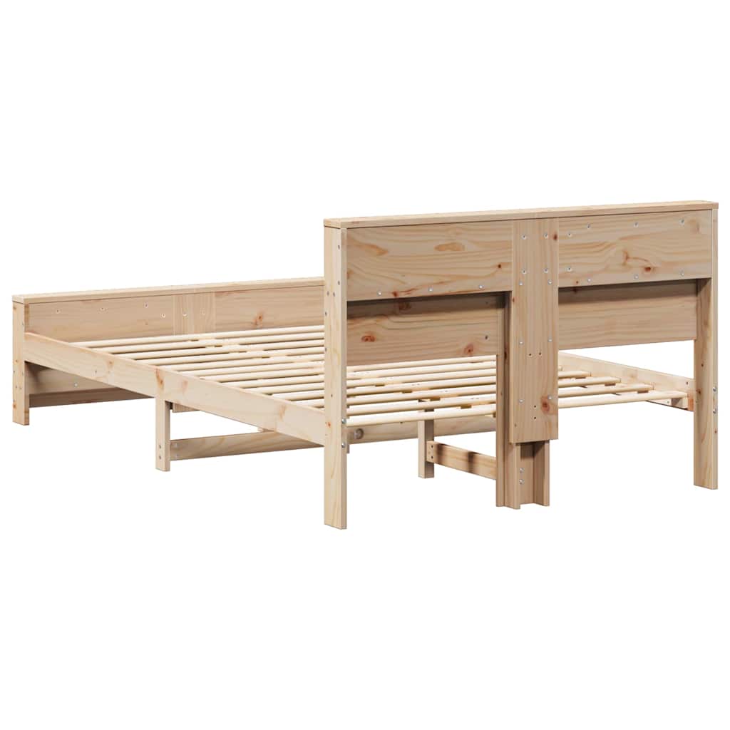 vidaXL Bed Frame with Headboard Brown 135 x 190 cm Engineered Wood