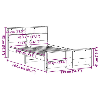 vidaXL Bed Frame with Headboard Brown 135 x 190 cm Engineered Wood