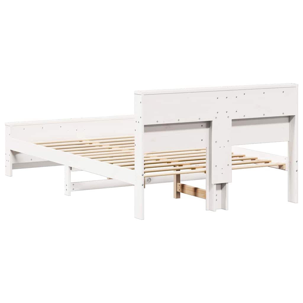 vidaXL Bed Frame with Headboard White 135 x 190 cm Engineered Wood