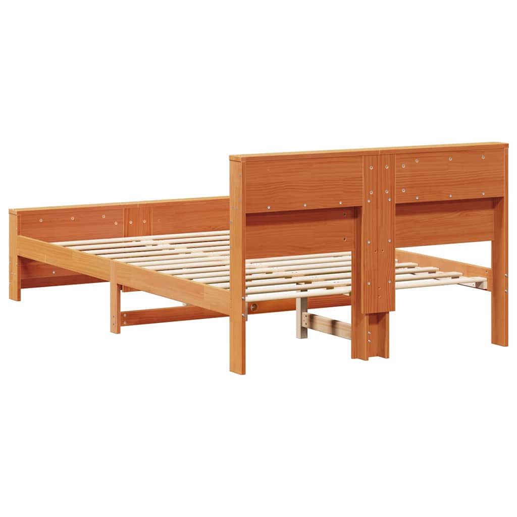 vidaXL Bed Frame with Headboard Wax Brown 135 x 190 cm Engineered Wood