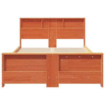 vidaXL Bed Frame with Headboard Wax Brown 135 x 190 cm Engineered Wood