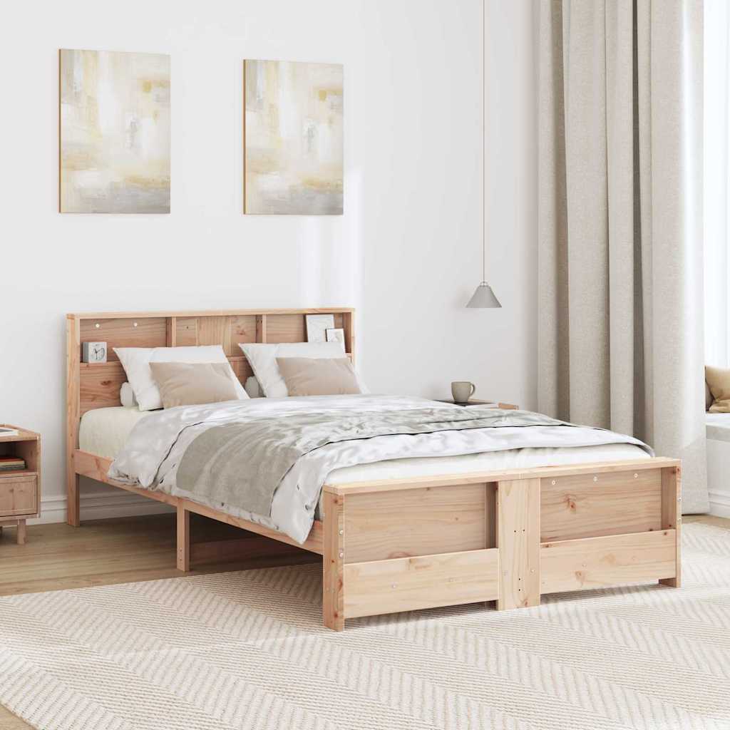 vidaXL Bed Frame with Headboard Brown 120 x 190 cm Engineered Wood