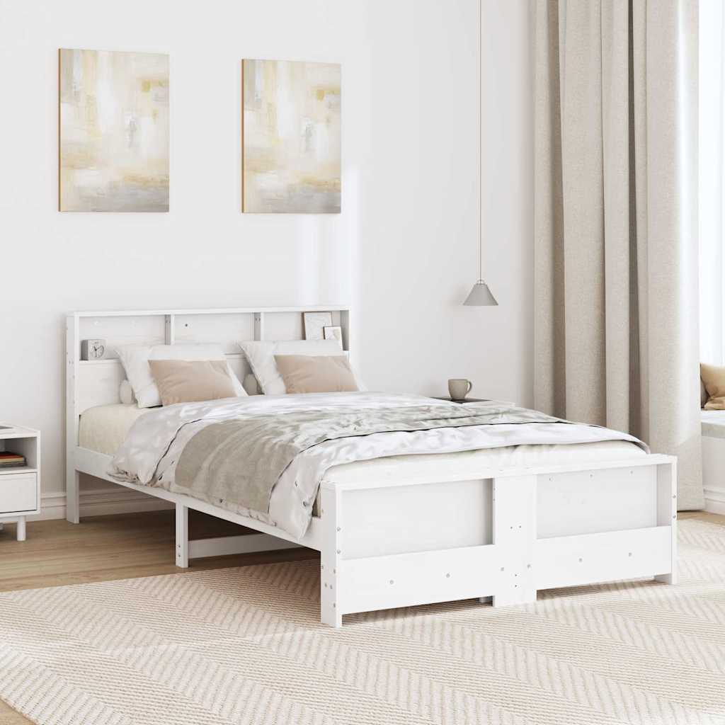 vidaXL Bed Frame with Headboard White 120 x 190 cm Engineered Wood