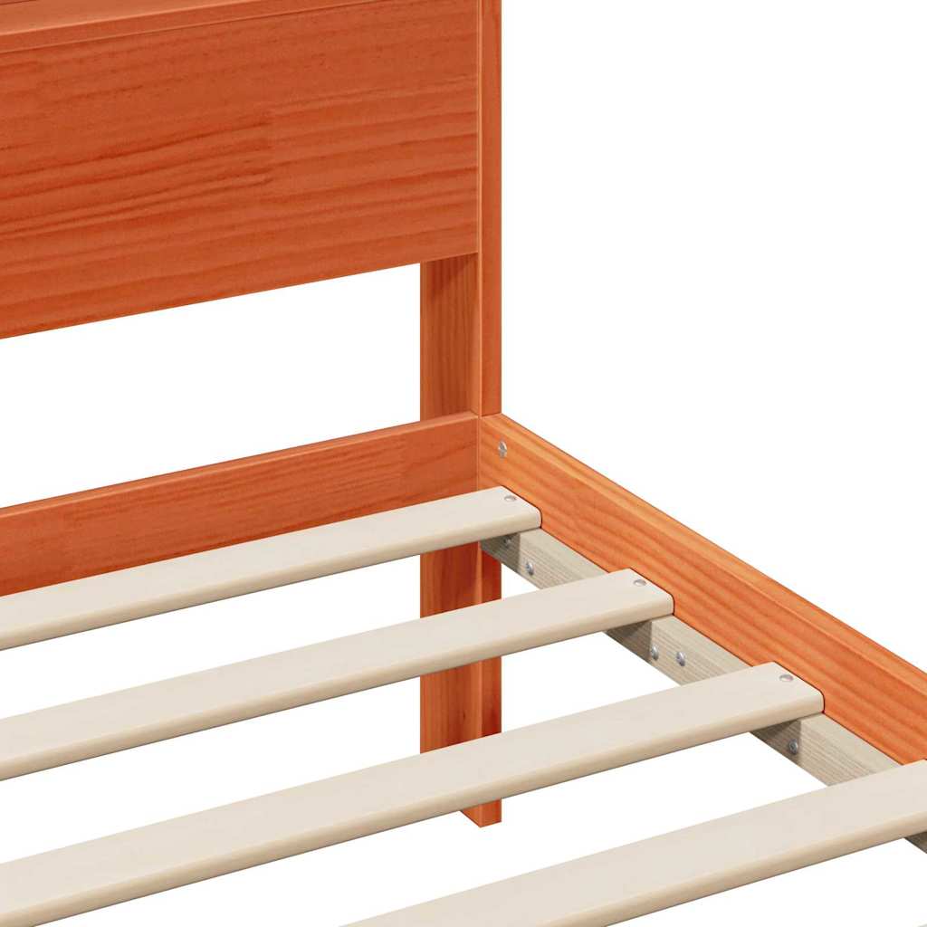 vidaXL Bed Frame with Headboard Wax Brown 75 x 190 cm Engineered Wood