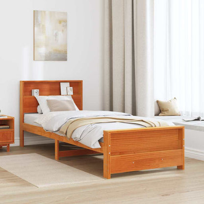 vidaXL Bed Frame with Headboard Wax Brown 75 x 190 cm Engineered Wood