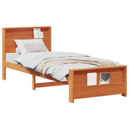 vidaXL Bed Frame with Headboard Wax Brown 75 x 190 cm Engineered Wood