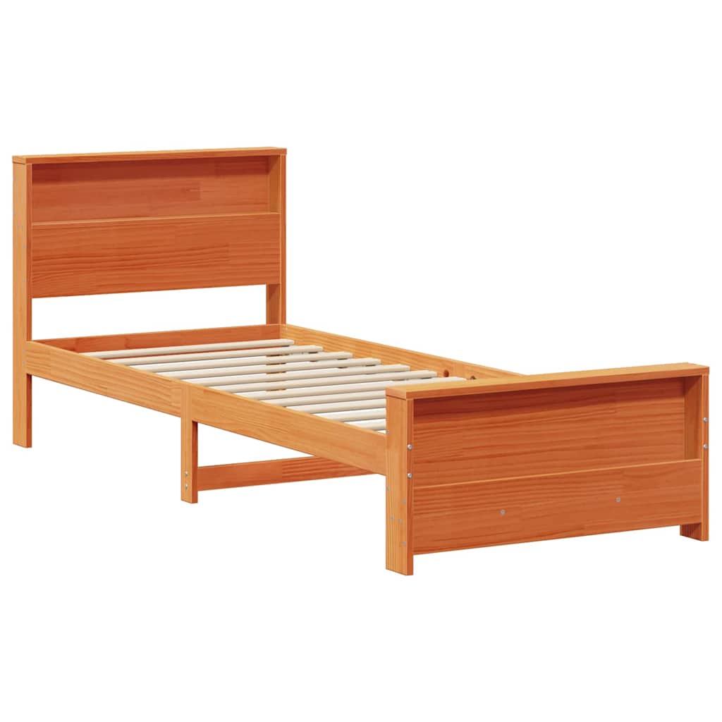 vidaXL Bed Frame with Headboard Wax Brown 75 x 190 cm Engineered Wood