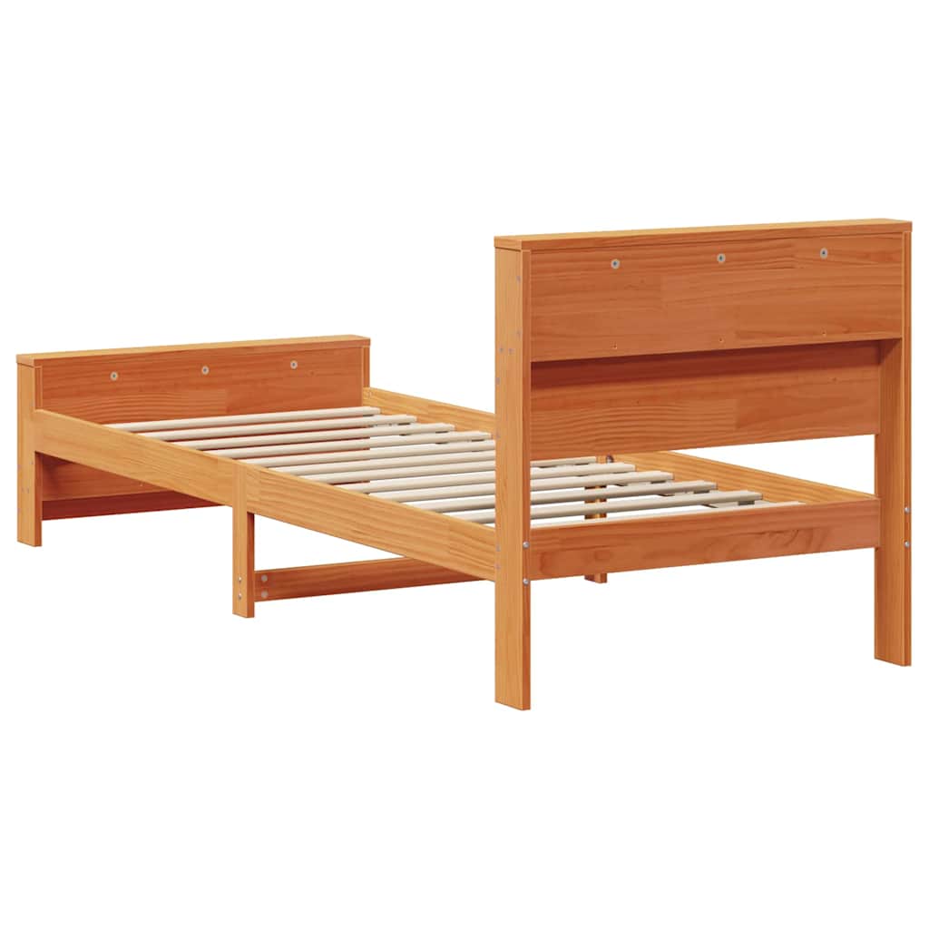 vidaXL Bed Frame with Headboard Wax Brown 75 x 190 cm Engineered Wood