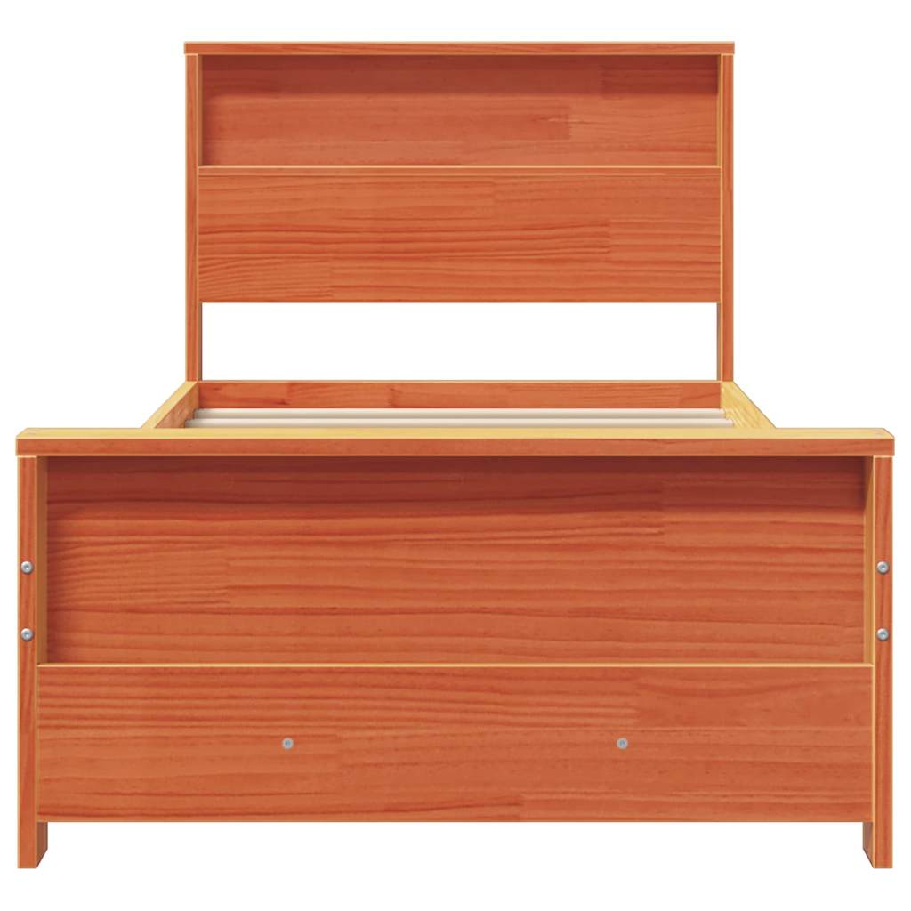 vidaXL Bed Frame with Headboard Wax Brown 75 x 190 cm Engineered Wood