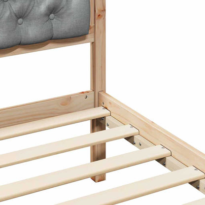 vidaXL Bed Frame with Headboard Light Grey 90 x 190 cm Solid Pine Wood
