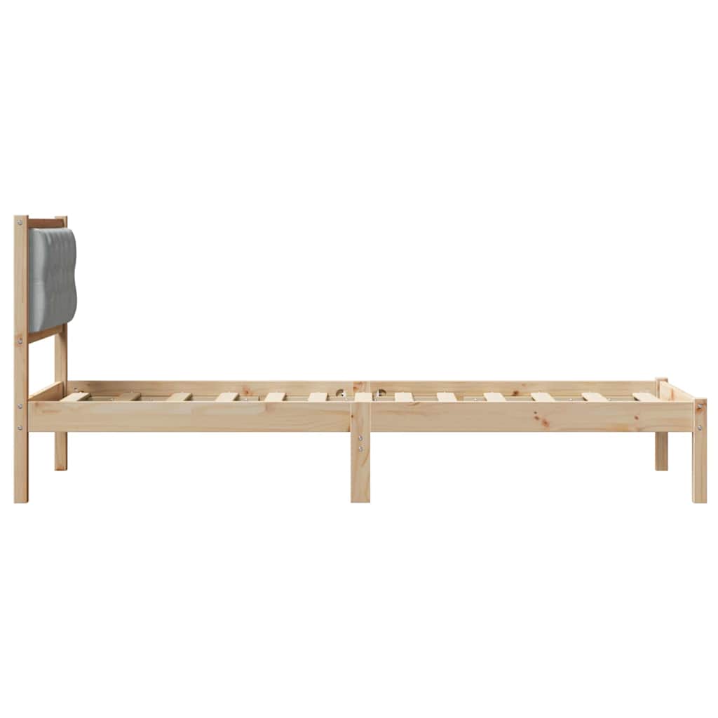 vidaXL Bed Frame with Headboard Light Grey 90 x 190 cm Solid Pine Wood