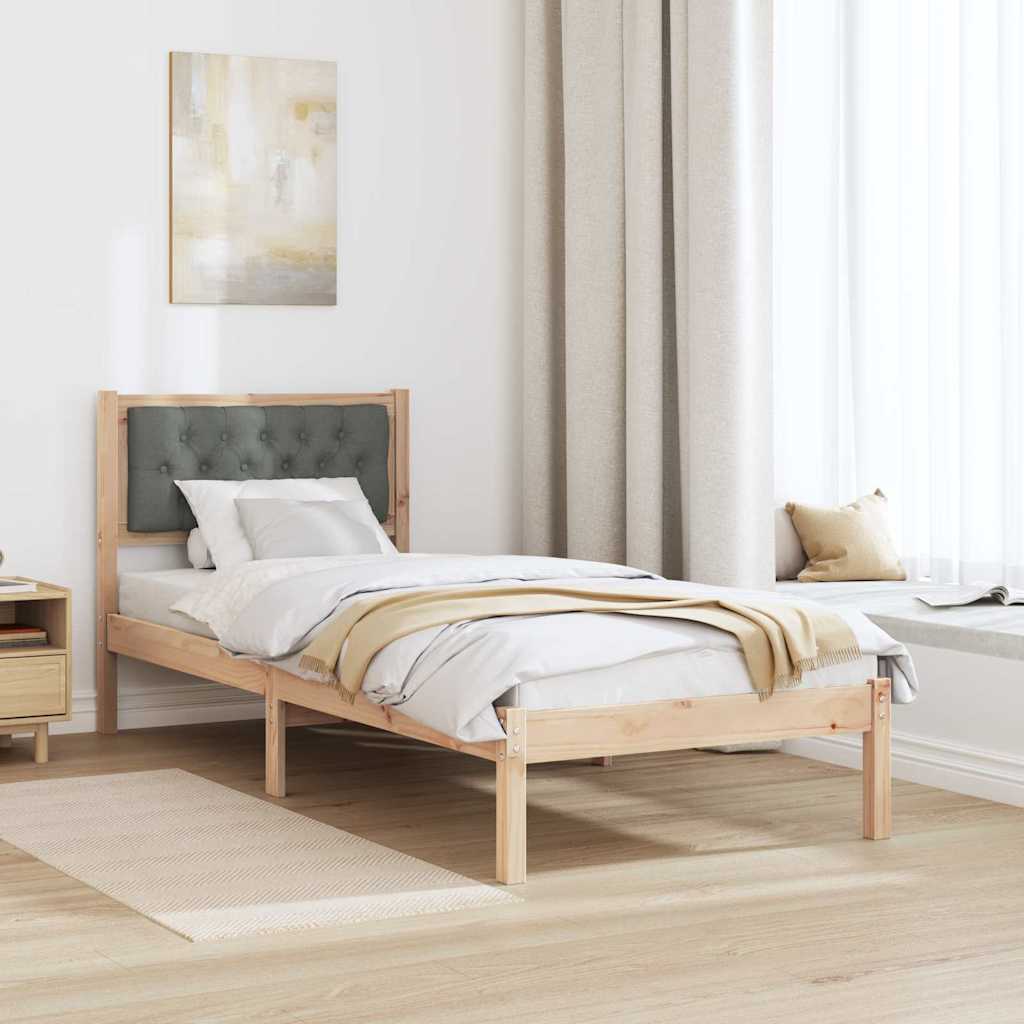 vidaXL Bed Frame with Headboard Dark Grey 90 x 190 cm Solid Pine Wood