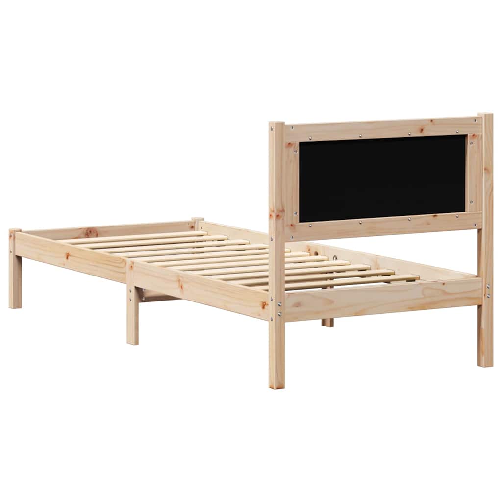 vidaXL Bed Frame with Headboard Dark Grey 90 x 190 cm Solid Pine Wood