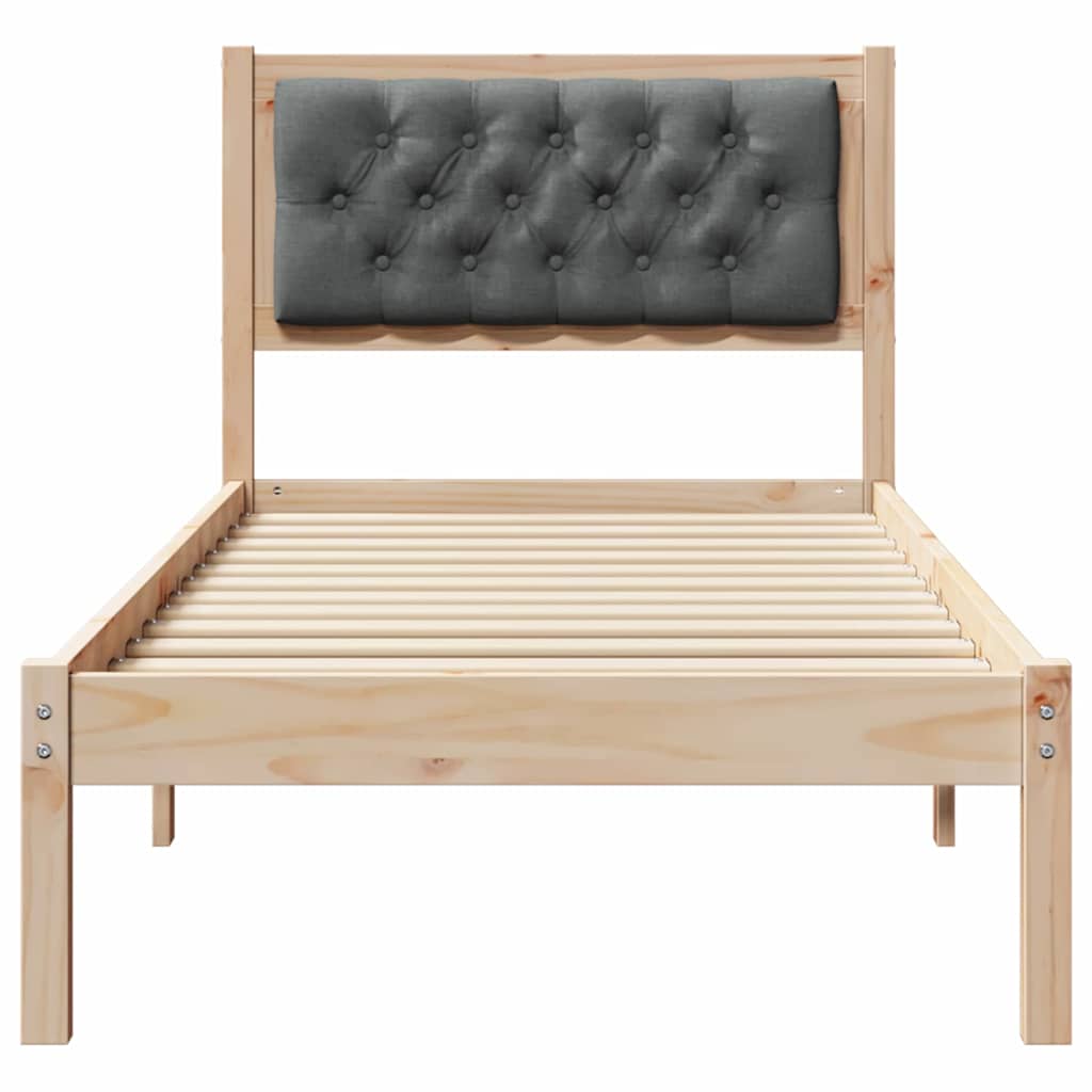 vidaXL Bed Frame with Headboard Dark Grey 90 x 190 cm Solid Pine Wood