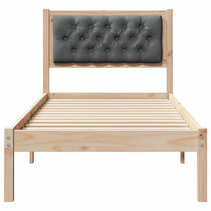 vidaXL Bed Frame with Headboard Dark Grey 90 x 190 cm Solid Pine Wood