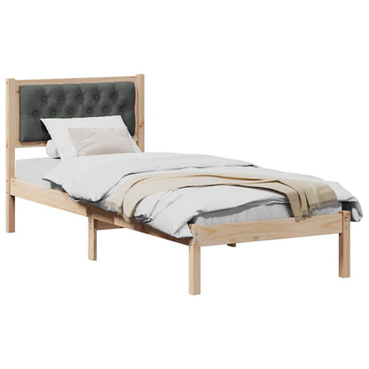 vidaXL Bed Frame with Headboard Dark Grey 90 x 190 cm Solid Pine Wood