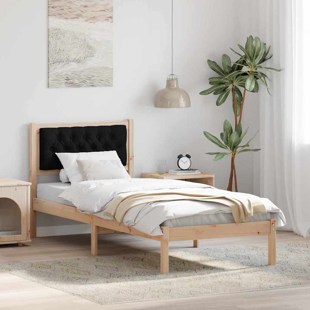 vidaXL Bed Frame with Headboard Black 90 x 190 cm Solid Pine Wood
