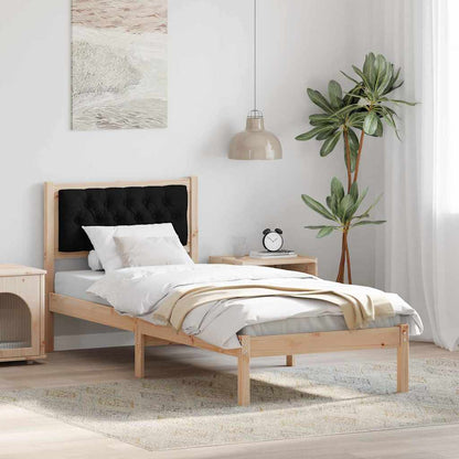 vidaXL Bed Frame with Headboard Black 90 x 190 cm Solid Pine Wood