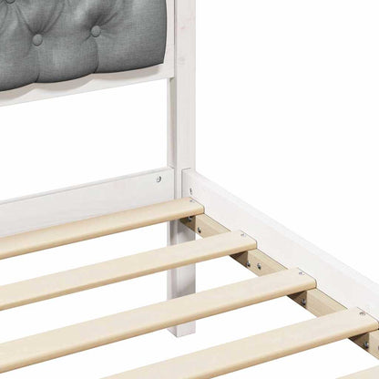 vidaXL Bed Frame with Headboard Light Grey 90 x 190 cm Solid Pine Wood