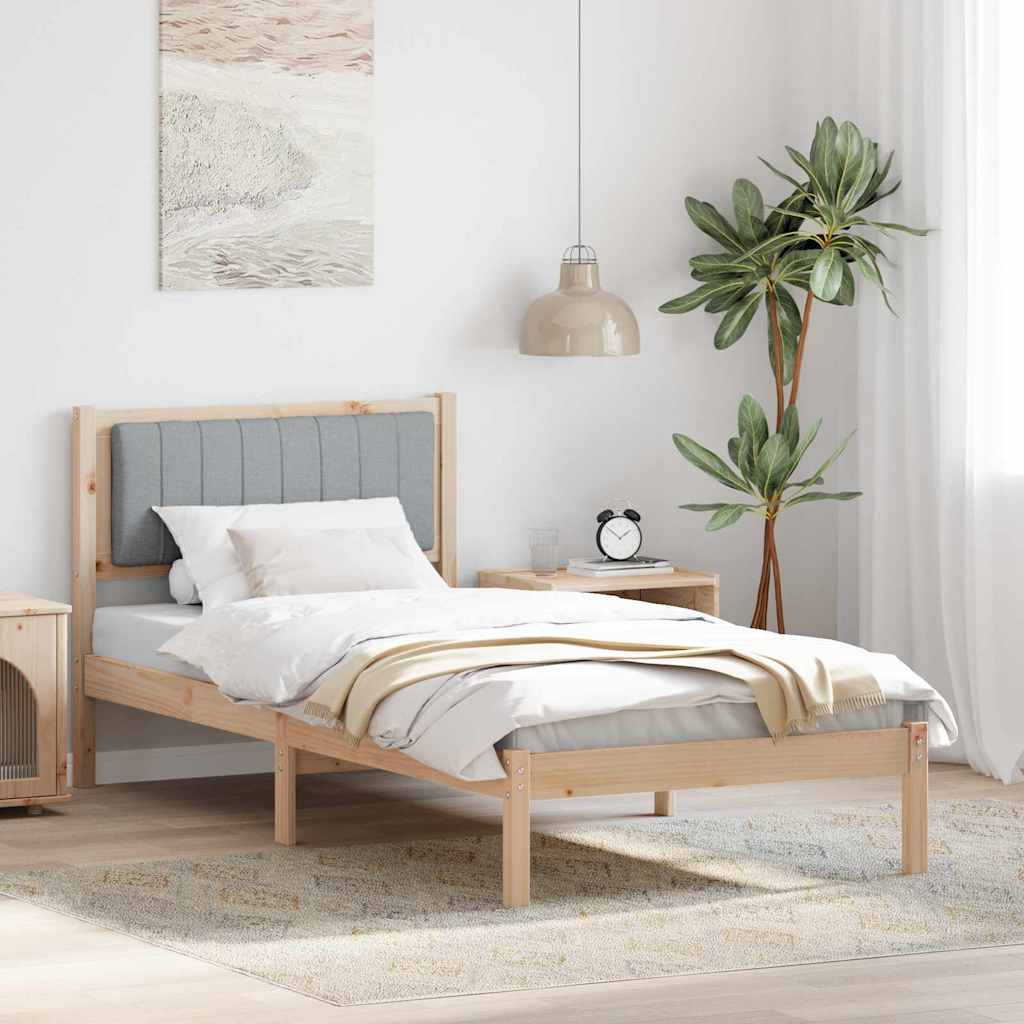 vidaXL Bed Frame with Upholstered Headboard Light Grey 90 x 190 cm