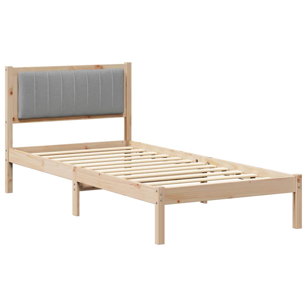 vidaXL Bed Frame with Upholstered Headboard Light Grey 90 x 190 cm