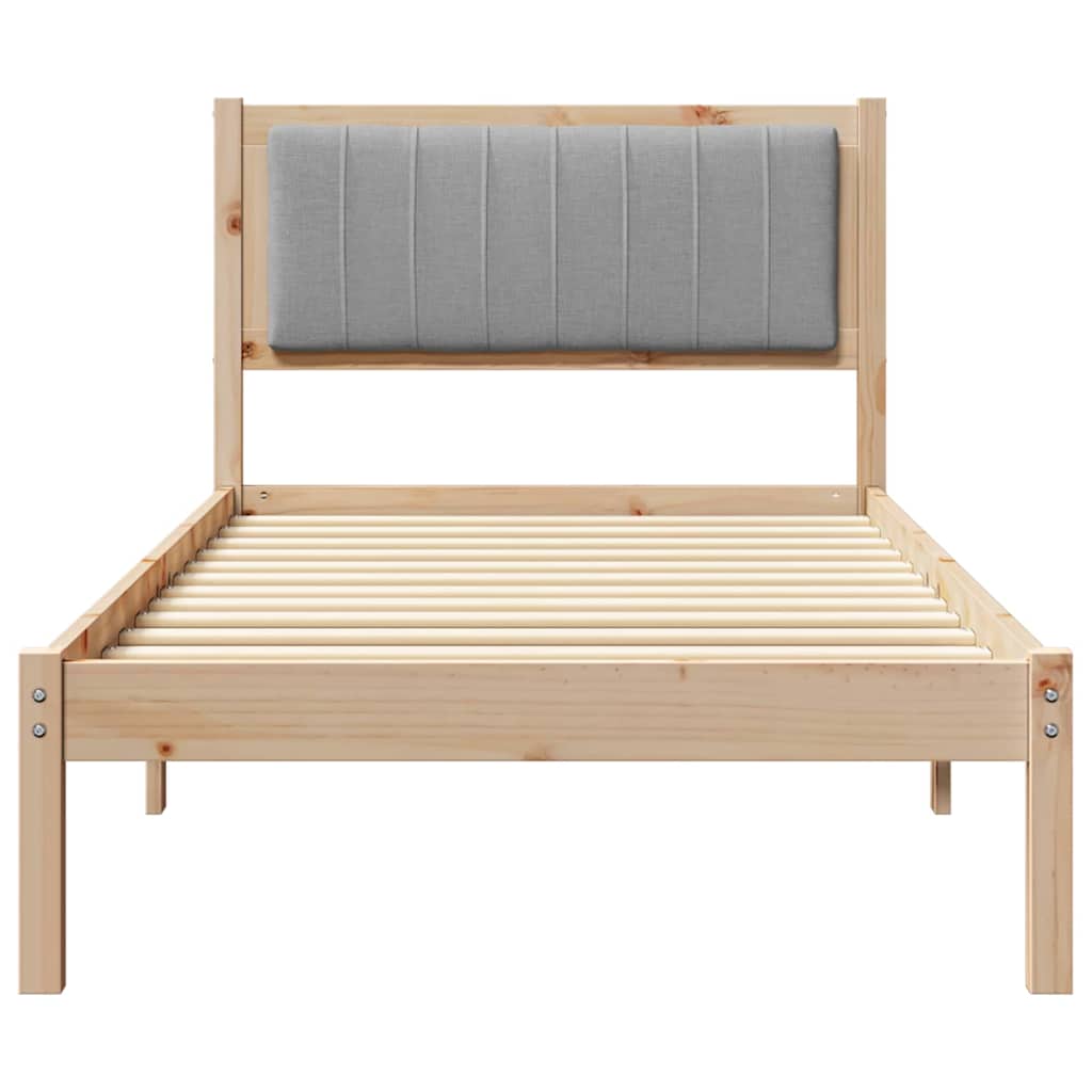 vidaXL Bed Frame with Upholstered Headboard Light Grey 90 x 190 cm