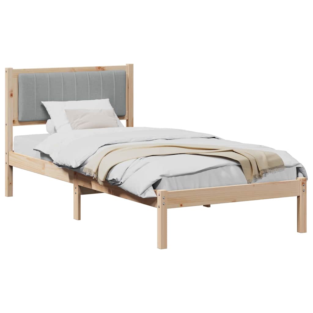vidaXL Bed Frame with Upholstered Headboard Light Grey 90 x 190 cm