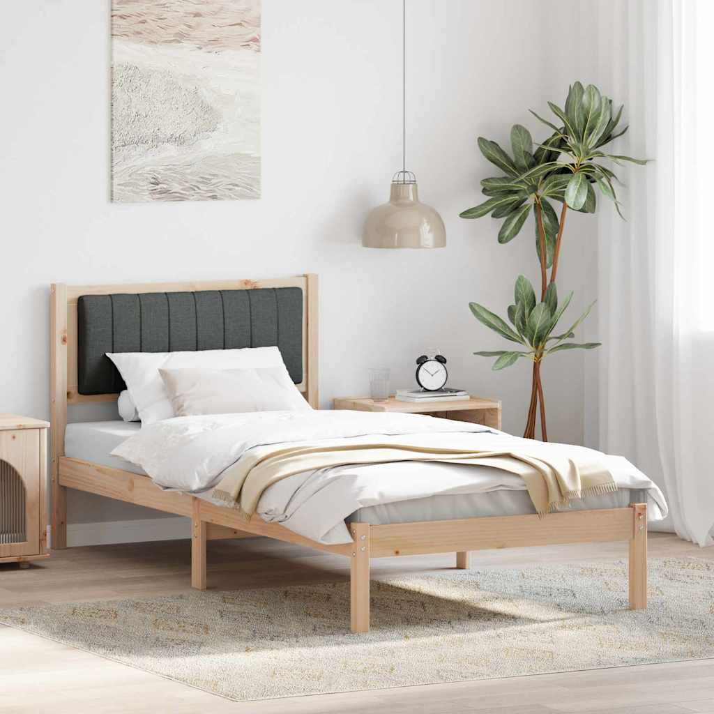 vidaXL Bed Frame with Upholstered Headboard Dark Grey 90 x 190 cm