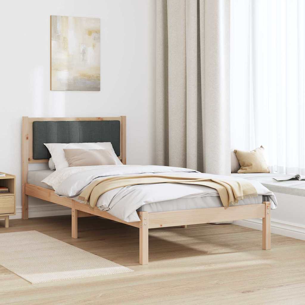 vidaXL Bed Frame with Upholstered Headboard Dark Grey 90 x 190 cm