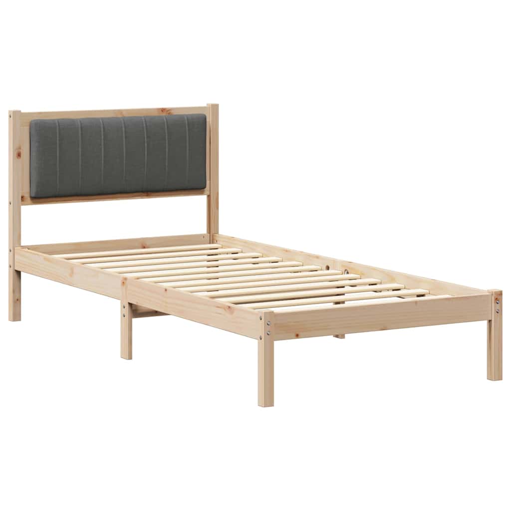 vidaXL Bed Frame with Upholstered Headboard Dark Grey 90 x 190 cm