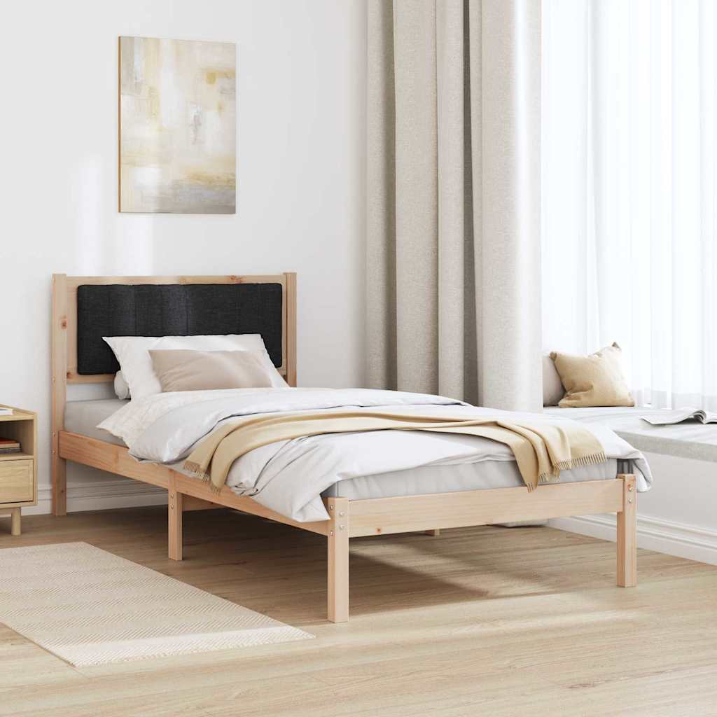 vidaXL Bed Frame with Upholstered Headboard Black 90 x 190 cm