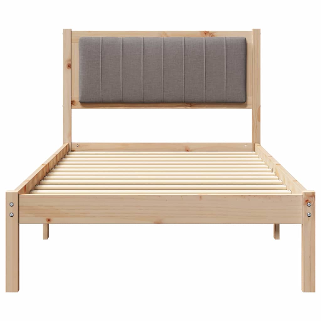 vidaXL Bed Frame with Upholstered Headboard Taupe 90 x 190 cm