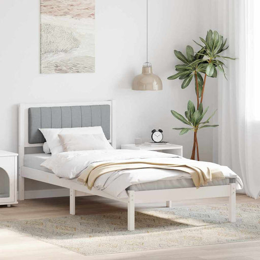 vidaXL Bed Frame with Upholstered Headboard Light Grey 90 x 190 cm