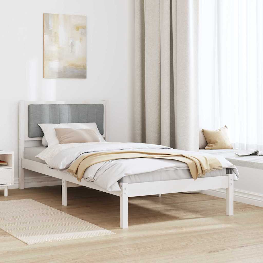 vidaXL Bed Frame with Upholstered Headboard Light Grey 90 x 190 cm