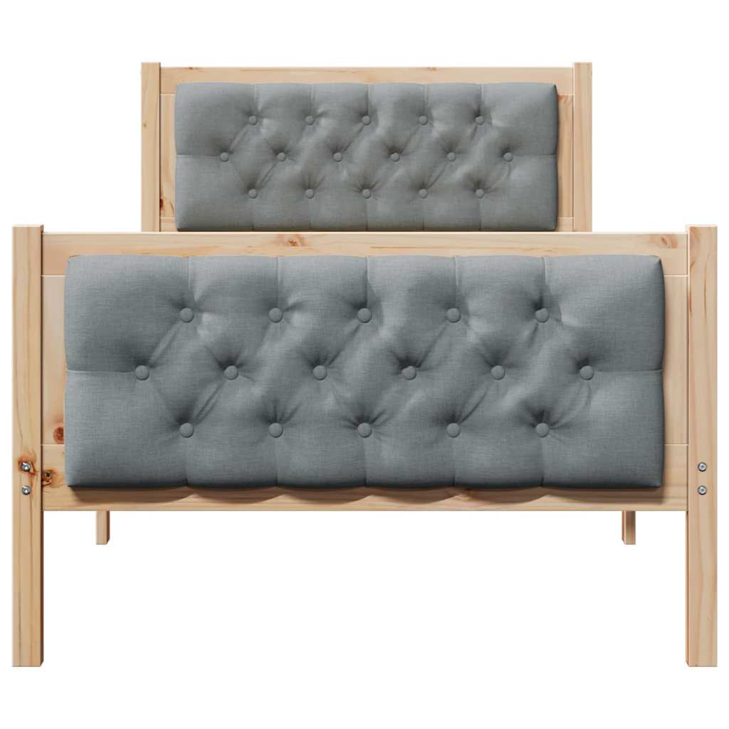 vidaXL Bed Frame with Headboard Light Grey 90 x 200 cm Solid Pine Wood