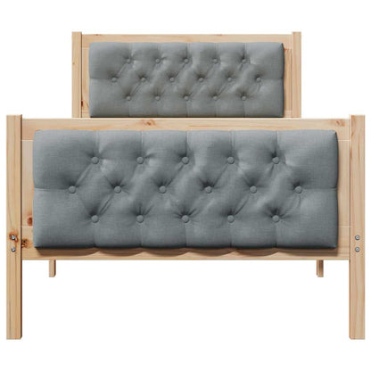 vidaXL Bed Frame with Headboard Light Grey 90 x 200 cm Solid Pine Wood