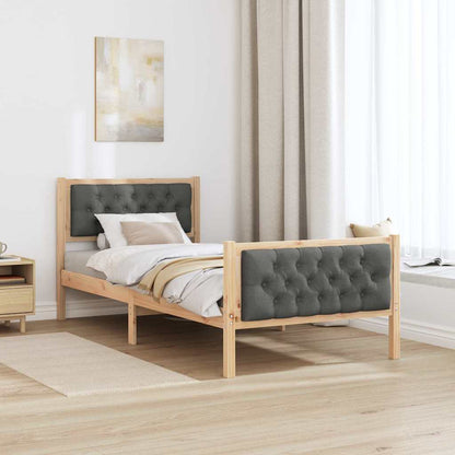 vidaXL Bed Frame with Headboard Dark Grey 90 x 200 cm Solid Pine Wood