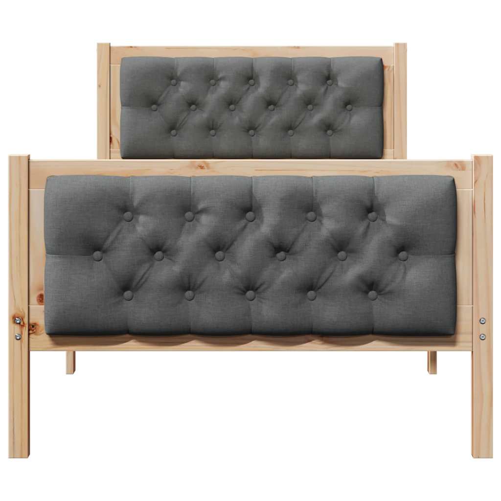 vidaXL Bed Frame with Headboard Dark Grey 90 x 200 cm Solid Pine Wood