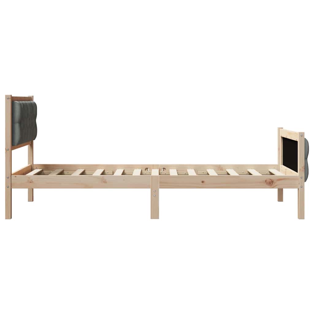 vidaXL Bed Frame with Headboard Dark Grey 90 x 200 cm Solid Pine Wood