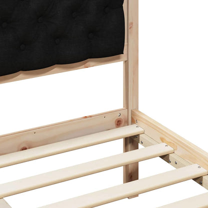 vidaXL Bed Frame with Headboard Black 90 x 200 cm Solid Pine Wood