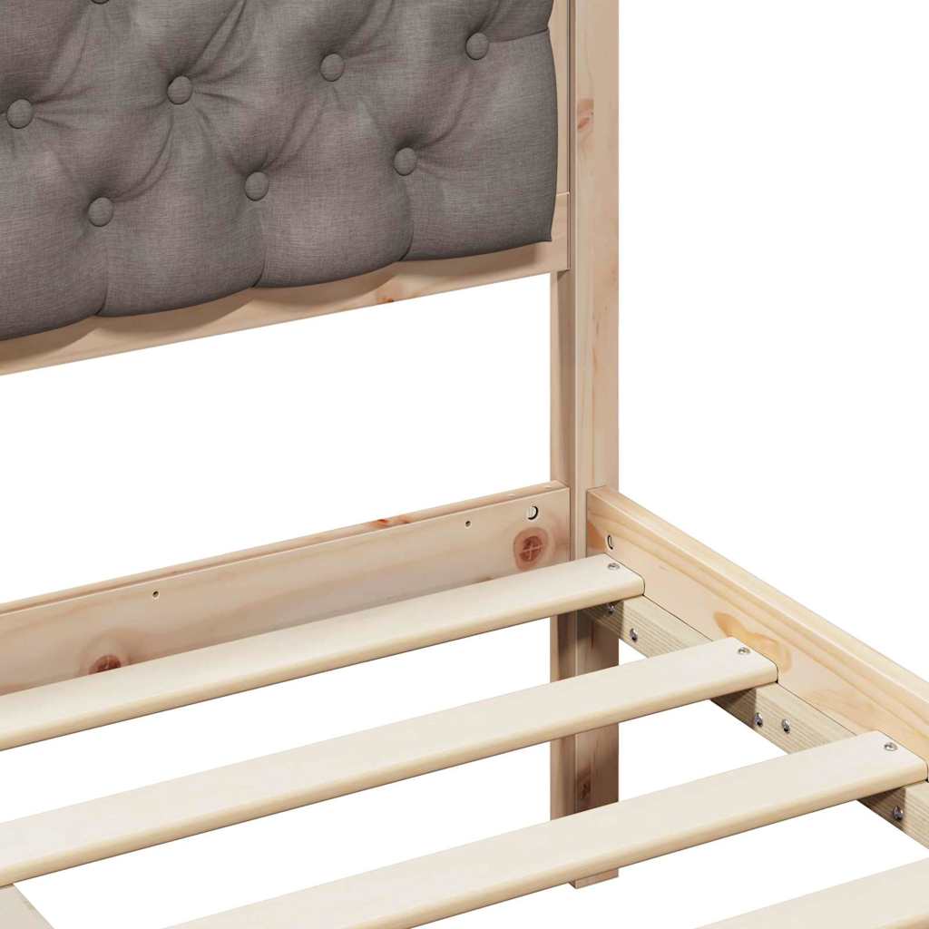 vidaXL Bed Frame with Headboard Taupe 90 x 200 cm Solid Pine Wood