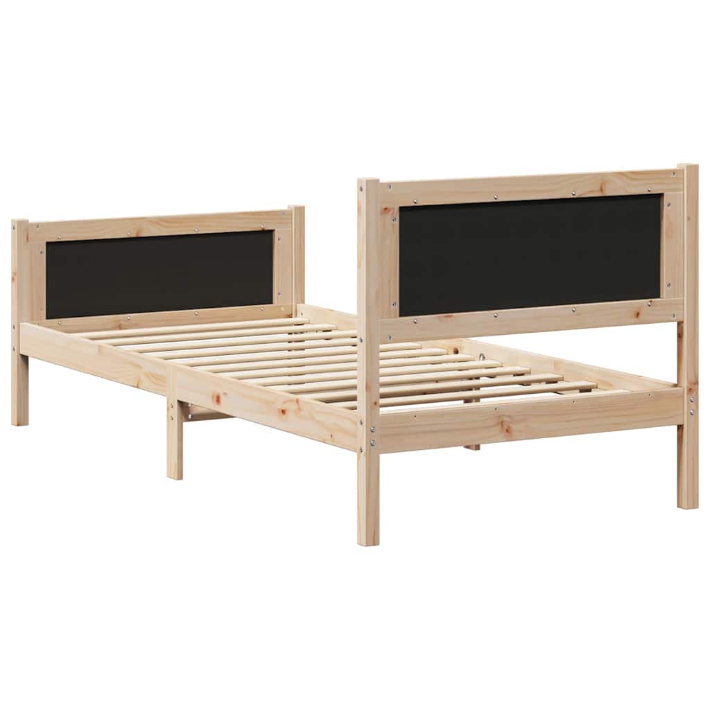 vidaXL Bed Frame with Headboard Taupe 90 x 200 cm Solid Pine Wood