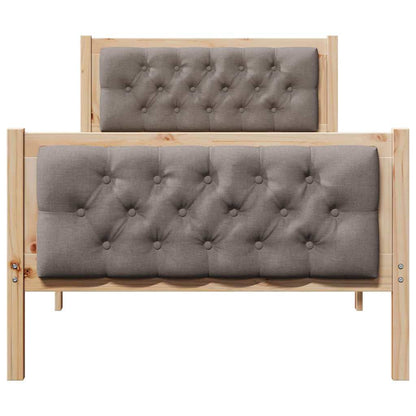 vidaXL Bed Frame with Headboard Taupe 90 x 200 cm Solid Pine Wood