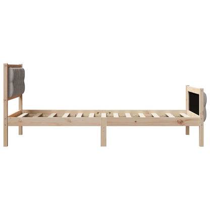 vidaXL Bed Frame with Headboard Taupe 90 x 200 cm Solid Pine Wood