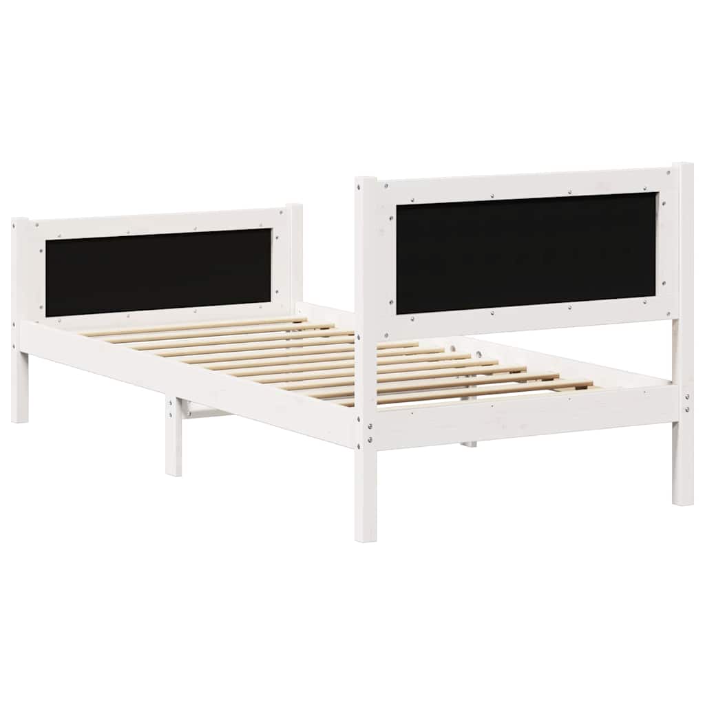 vidaXL Bed Frame with Headboard Light Grey 90 x 200 cm Solid Pine Wood