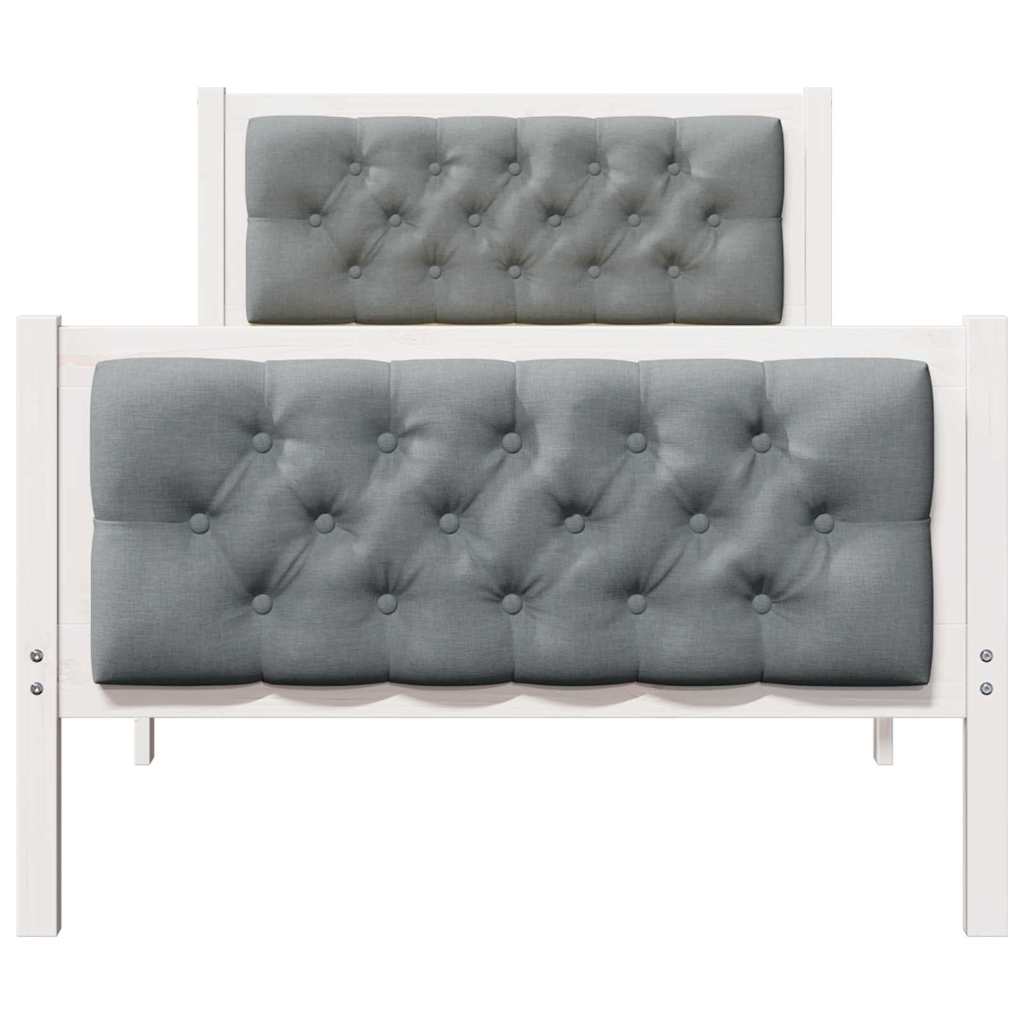 vidaXL Bed Frame with Headboard Light Grey 90 x 200 cm Solid Pine Wood