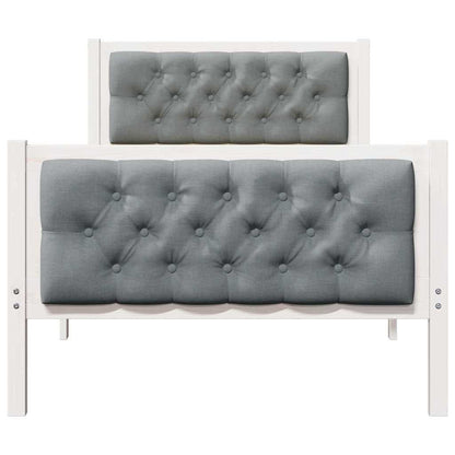 vidaXL Bed Frame with Headboard Light Grey 90 x 200 cm Solid Pine Wood